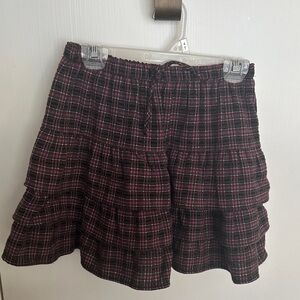 Zara- Plaid Tiered Skirt (with shorts) - Black and Pink